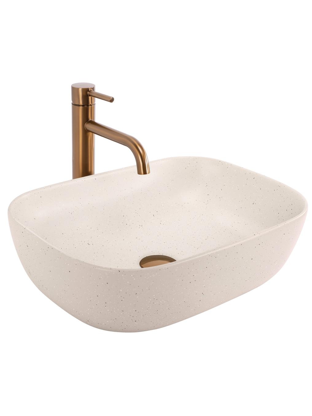 Rea Belinda lavabo 46.5x33 cm rettangolare da appoggio marrone/beige REA-U4000