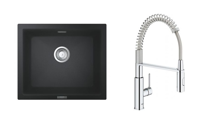 Set rubinetto da cucina Grohe Get 30361000, lavello in granito Grohe K700 31654AP0