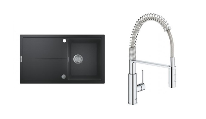 Set lavello in granito Grohe K400 31640AP0, rubinetto da cucina Grohe Get 30361000