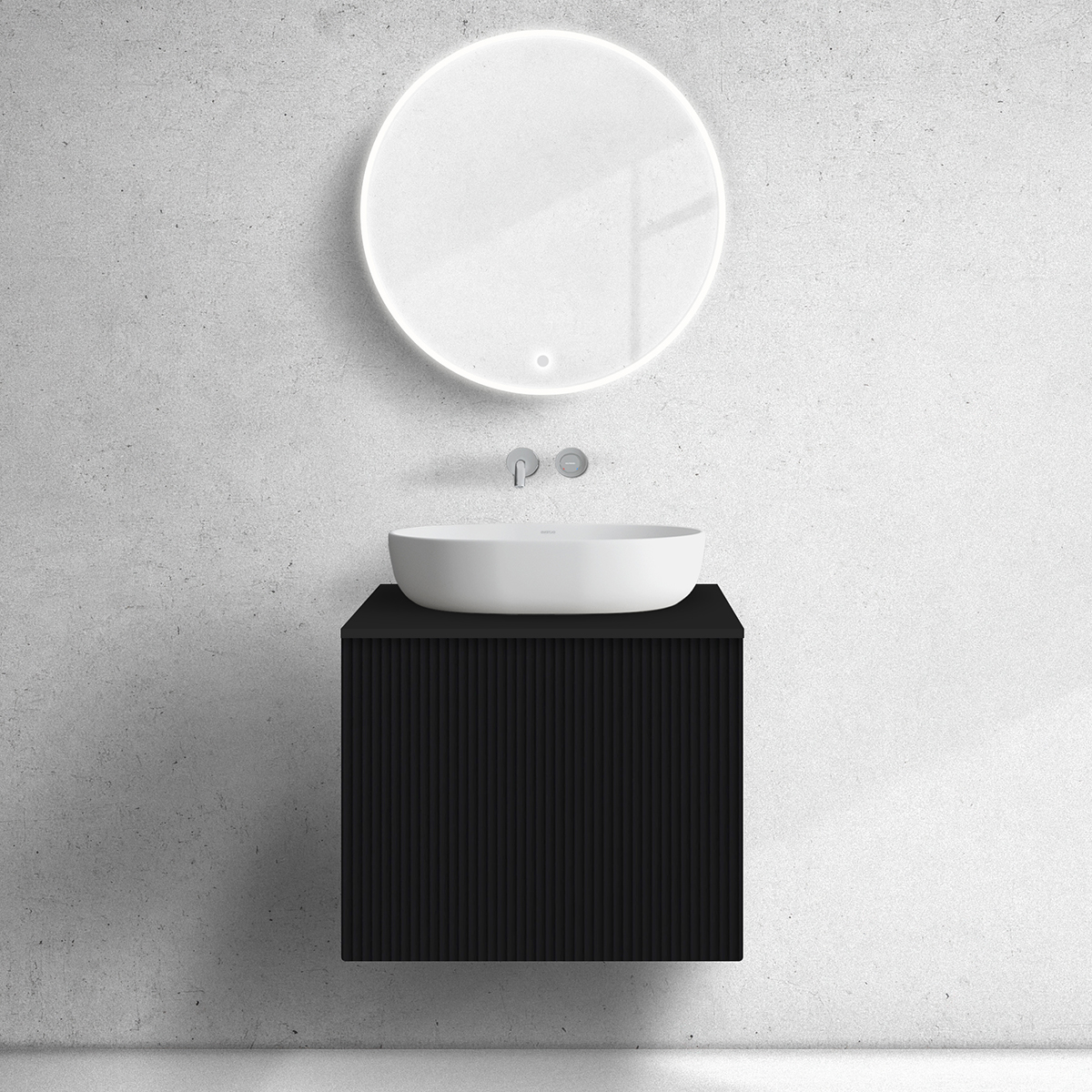 Oltens Lun armadietto 60x44.7x52 cm sottolavabo sospeso nero 60027300