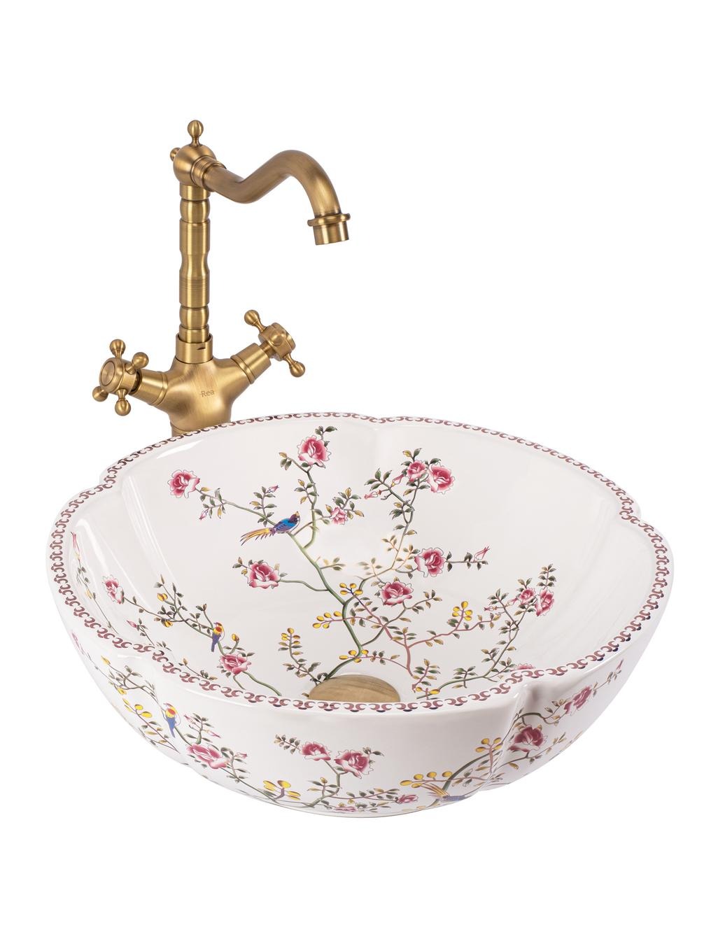 Rea Felicia lavabo 42.5x42.5 cm rotonda da appoggio bianco REA-U7504