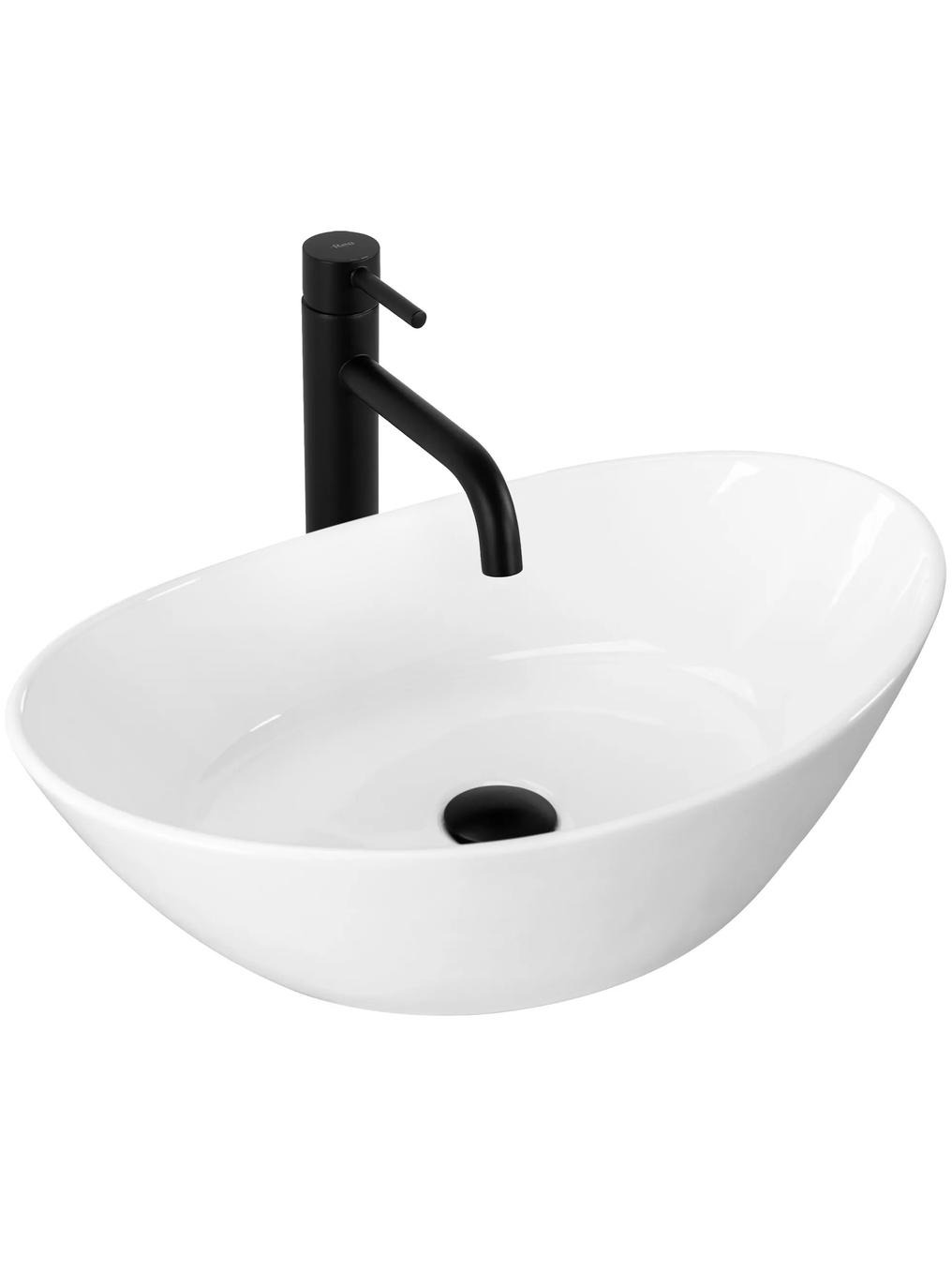Rea Kate lavabo 55.5x33.5 cm ovale da appoggio bianco REA-U6801