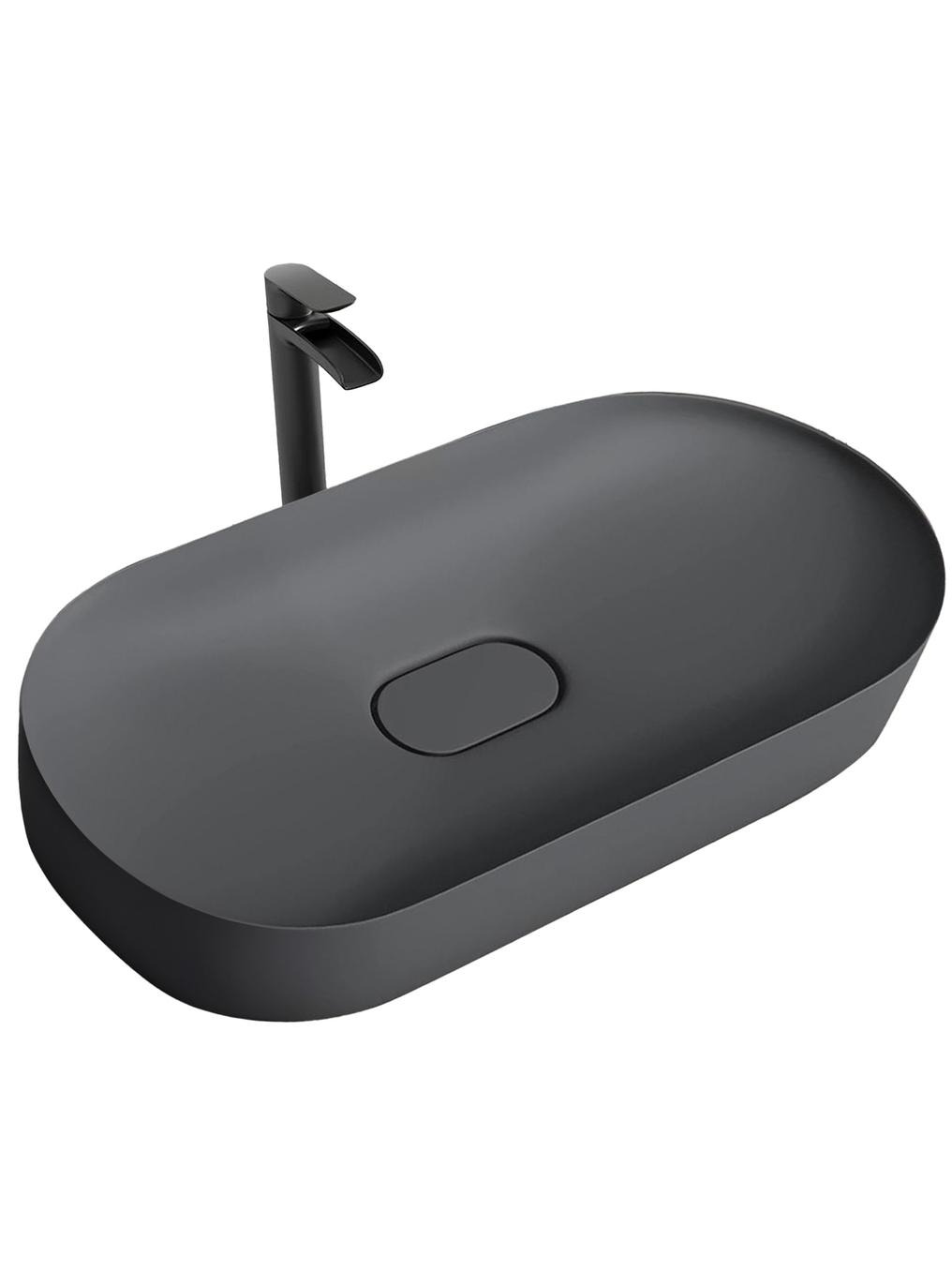 Rea Iris lavabo 70x35.5 cm ovale da appoggio grigio/pietra REA-U4306