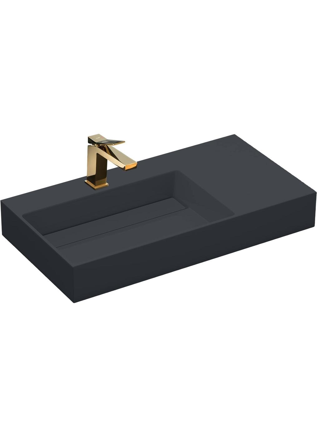 Rea Archi lavabo 75x43 cm rettangolare da appoggio grigio/pietra REA-U4303