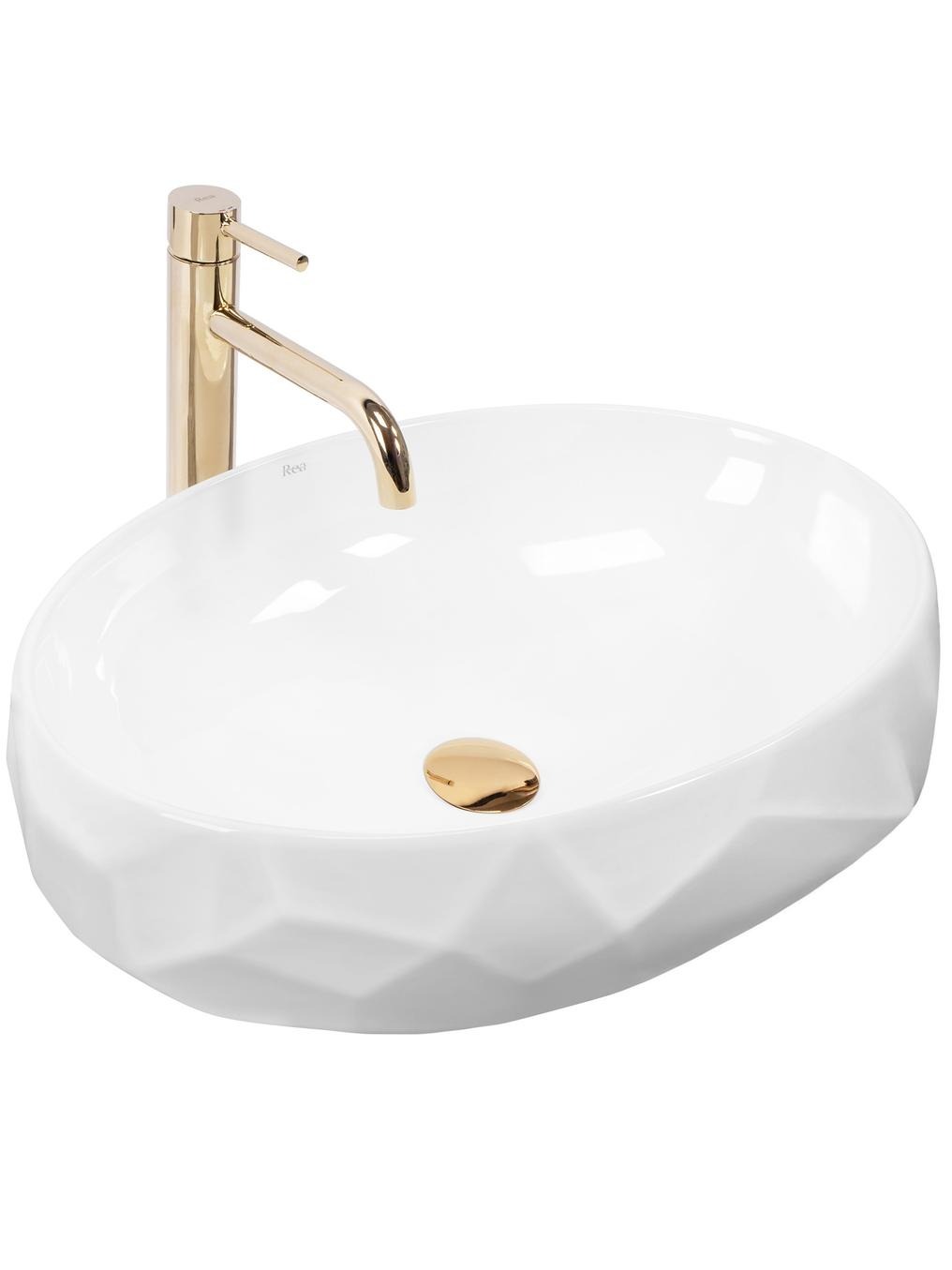 Rea Maya lavabo 60x39 cm ovale da appoggio bianco REA-U5660