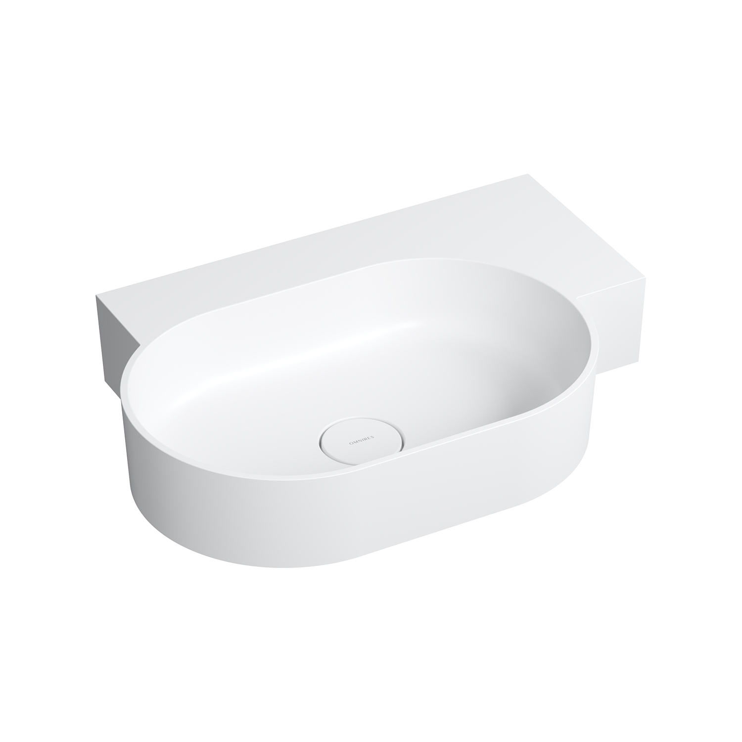 Omnires Ovo M+ lavabo 64x44 cm ovale da appoggio-con piano bianco OVO645UWPBM
