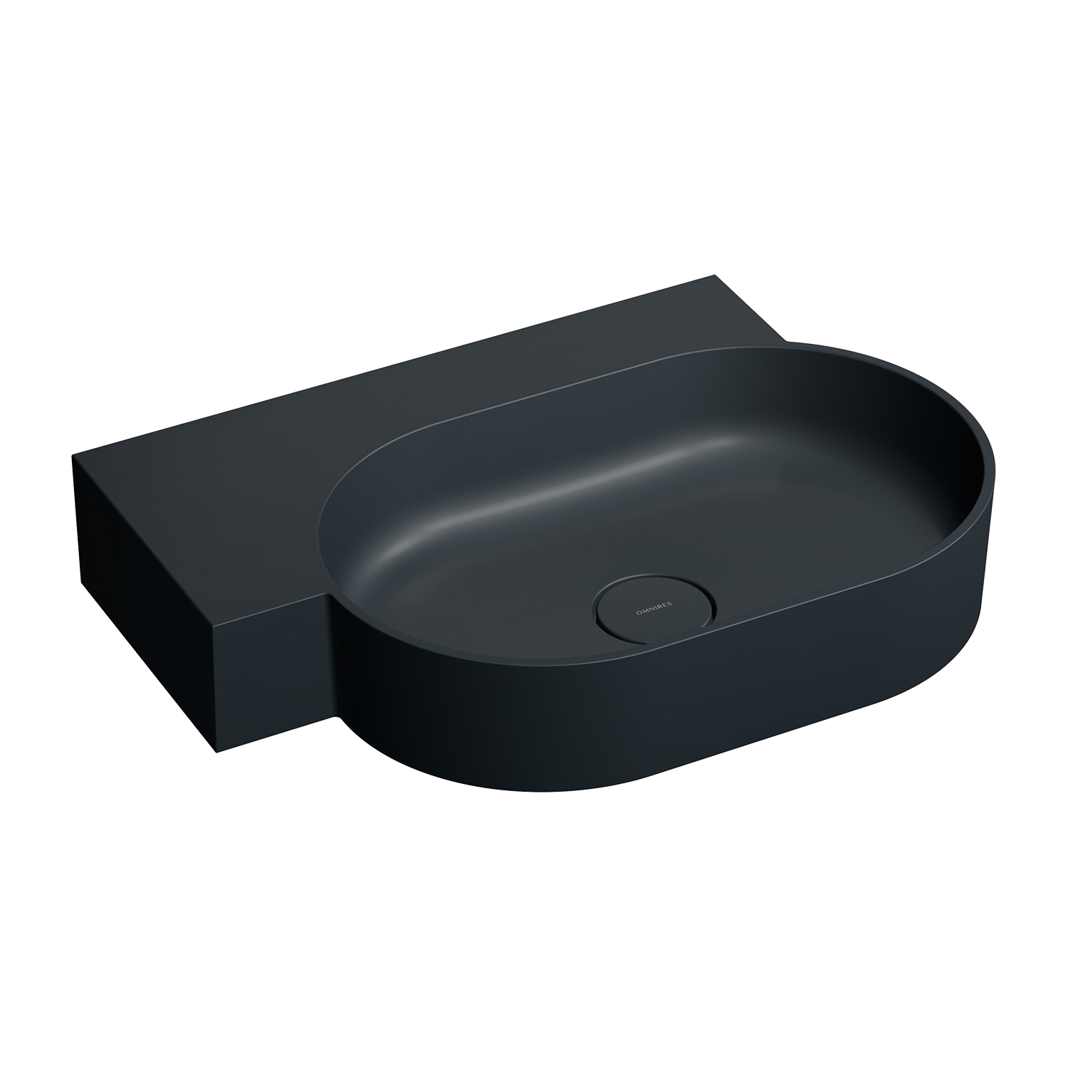 Omnires Ovo M+ lavabo 64x44 cm angolare a parete-da appoggio nero opaca OVO645UWLBLV