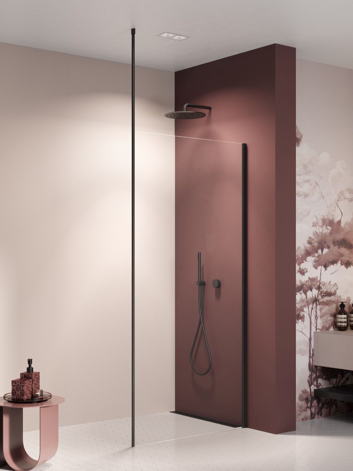 New Trendy Nesta Black parete doccia walk-in 120 cm nero opaca/vetro trasparente K-1727-WS