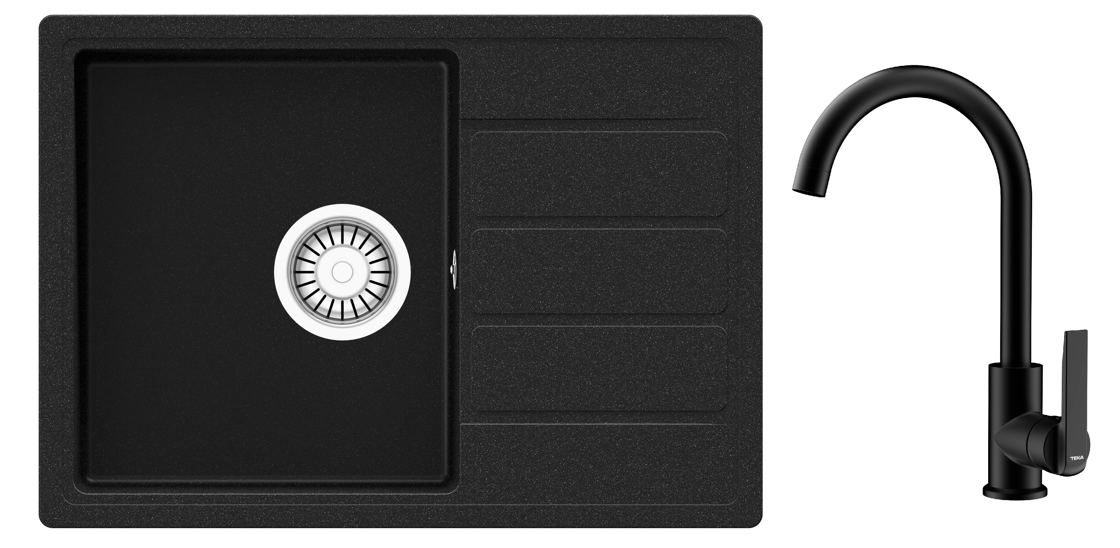 Set lavello in granito Teka Comfor TQ 115350000, rubinetto da cucina Teka IN 53915620N