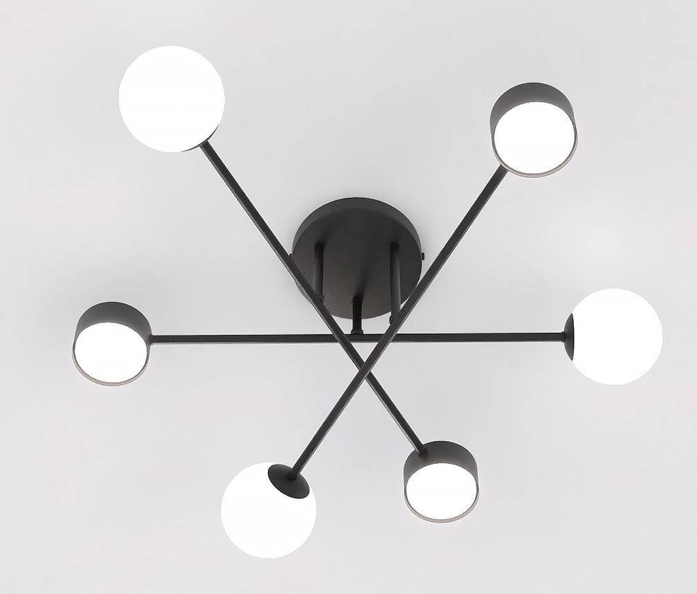 Emibig Halon lampada da soffitto 6x8 W nero 1558/6