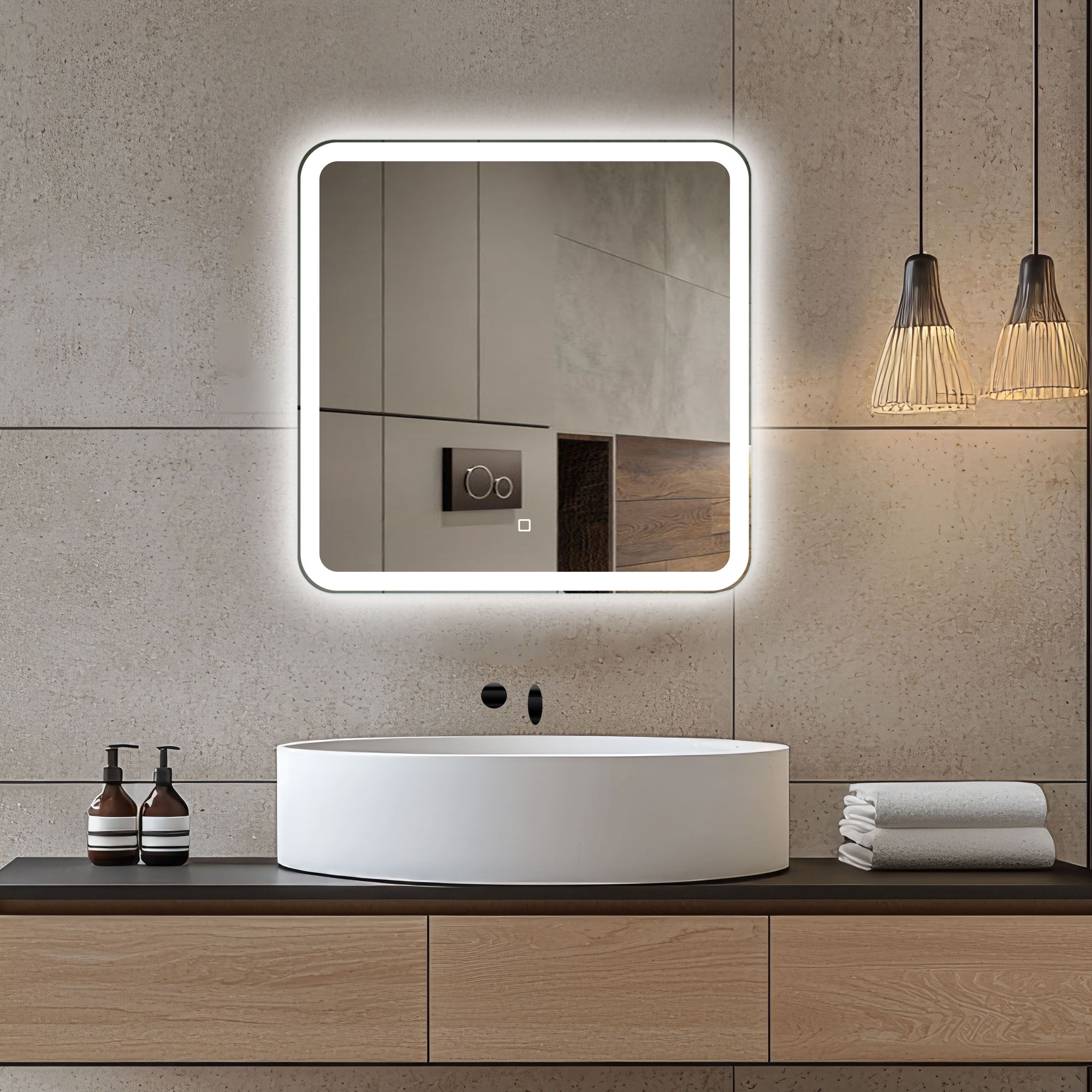 Venti Prima specchio 60x60 cm quadrata con illuminazione 5905951180236