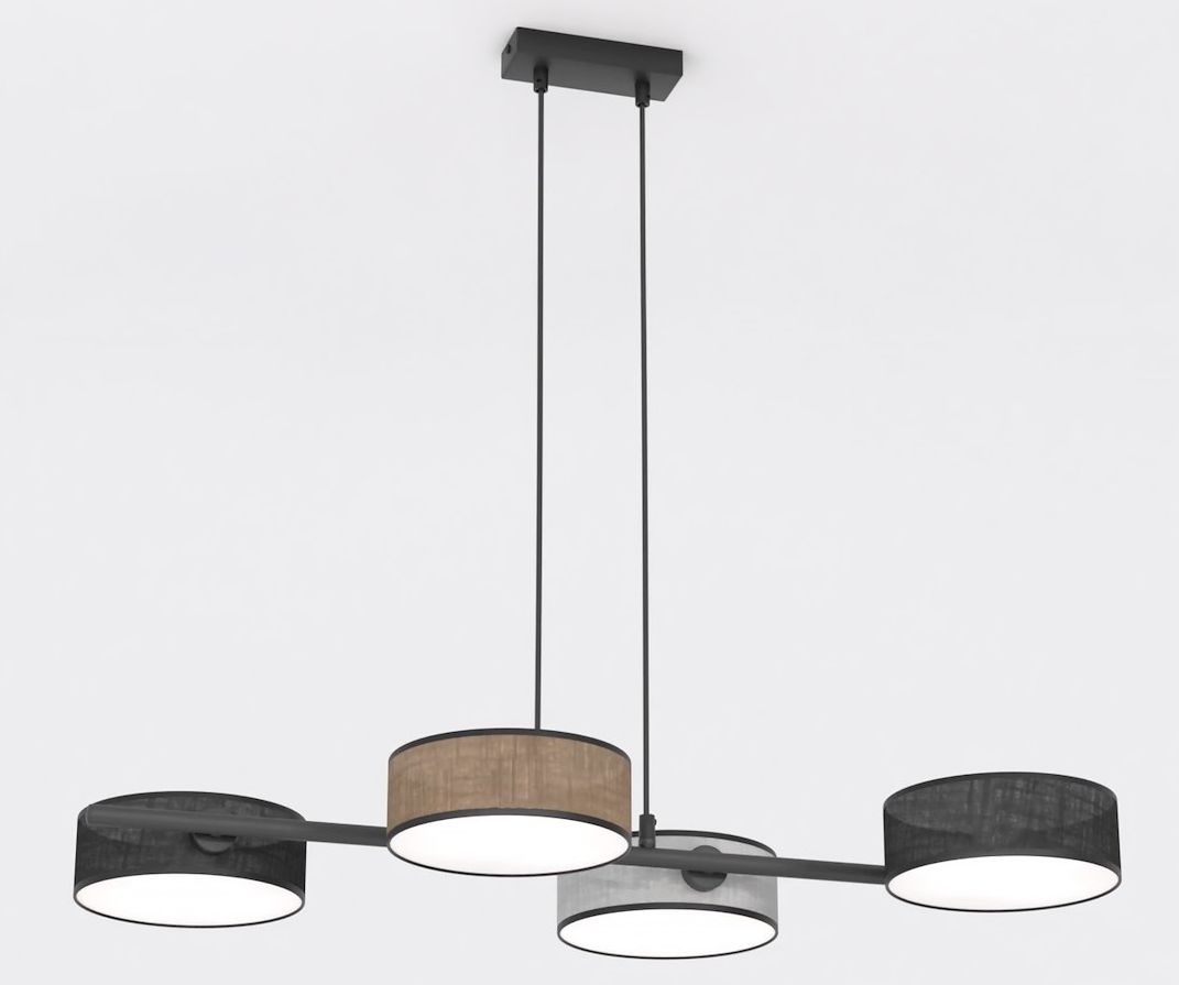 Emibig Drumz lampada sospesa 4x10 W nero-grigio/cenere-beige 1566/4