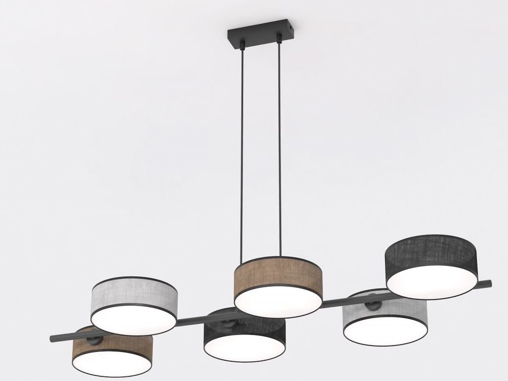 Emibig Drumz lampada sospesa 6x10 W nero-grigio/cenere-beige 1566/6