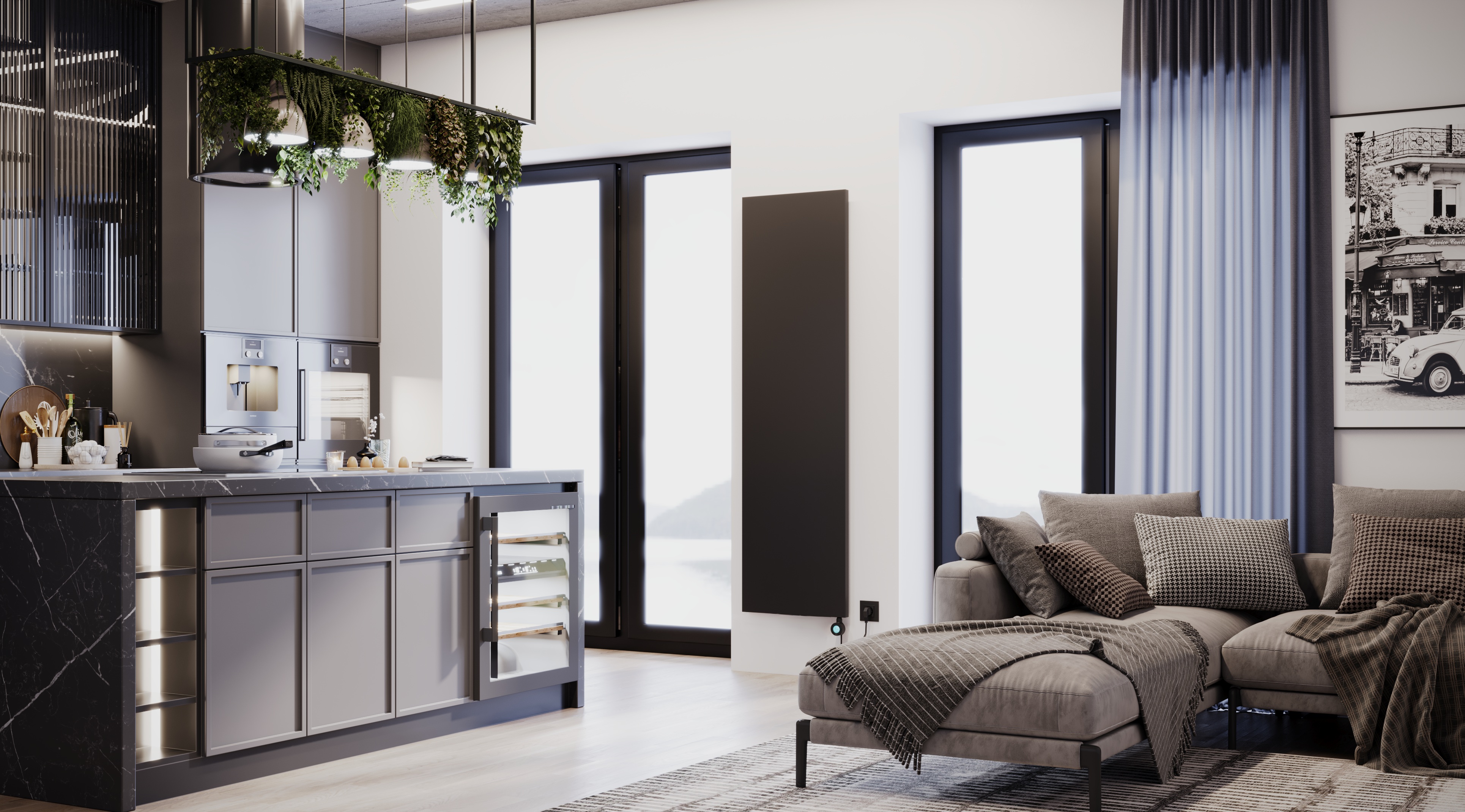 Set radiatore elettrico Luxrad V-line Elektro VLI18005009005MATERG, riscaldatore elettrico Luxrad GLX GLX800CZ