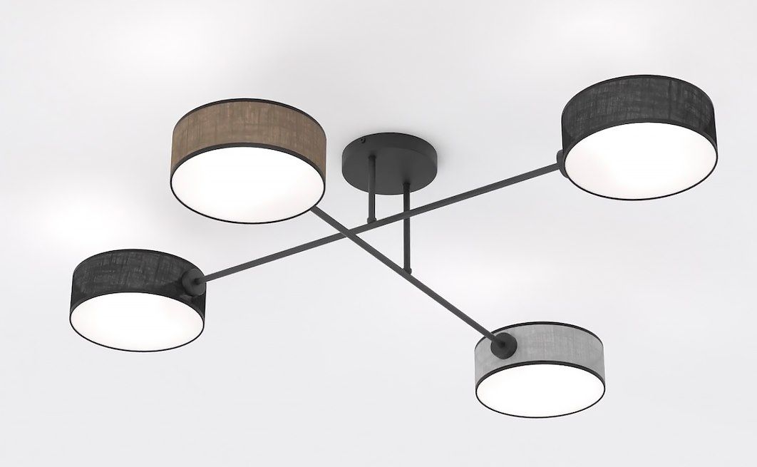 Emibig Maga lampada da soffitto 4x10 W nero-grigio-beige 1572/4