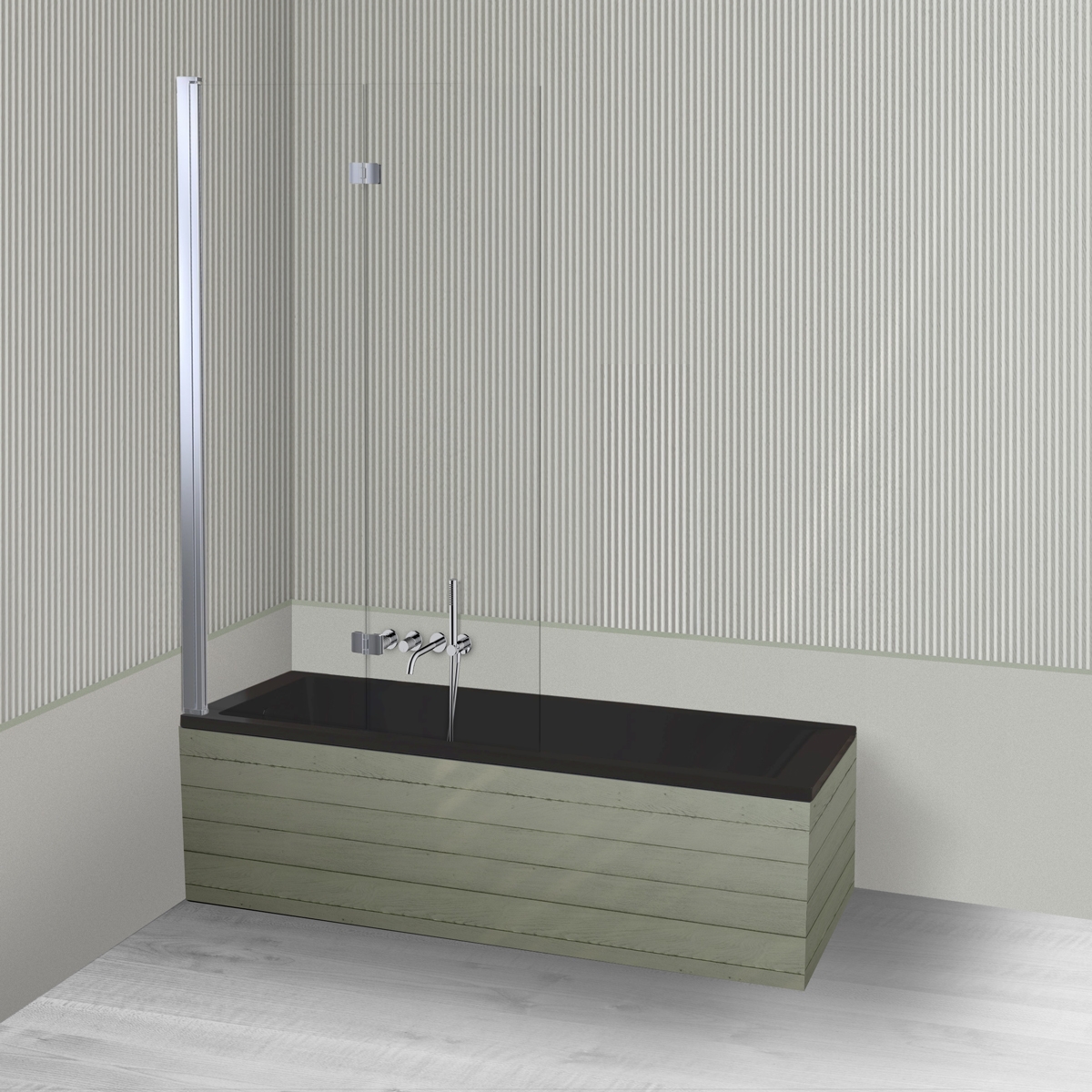 Set vasca da bagno rettangolare Oltens Langfoss 10003300, parete vasca Oltens Sela 23202100