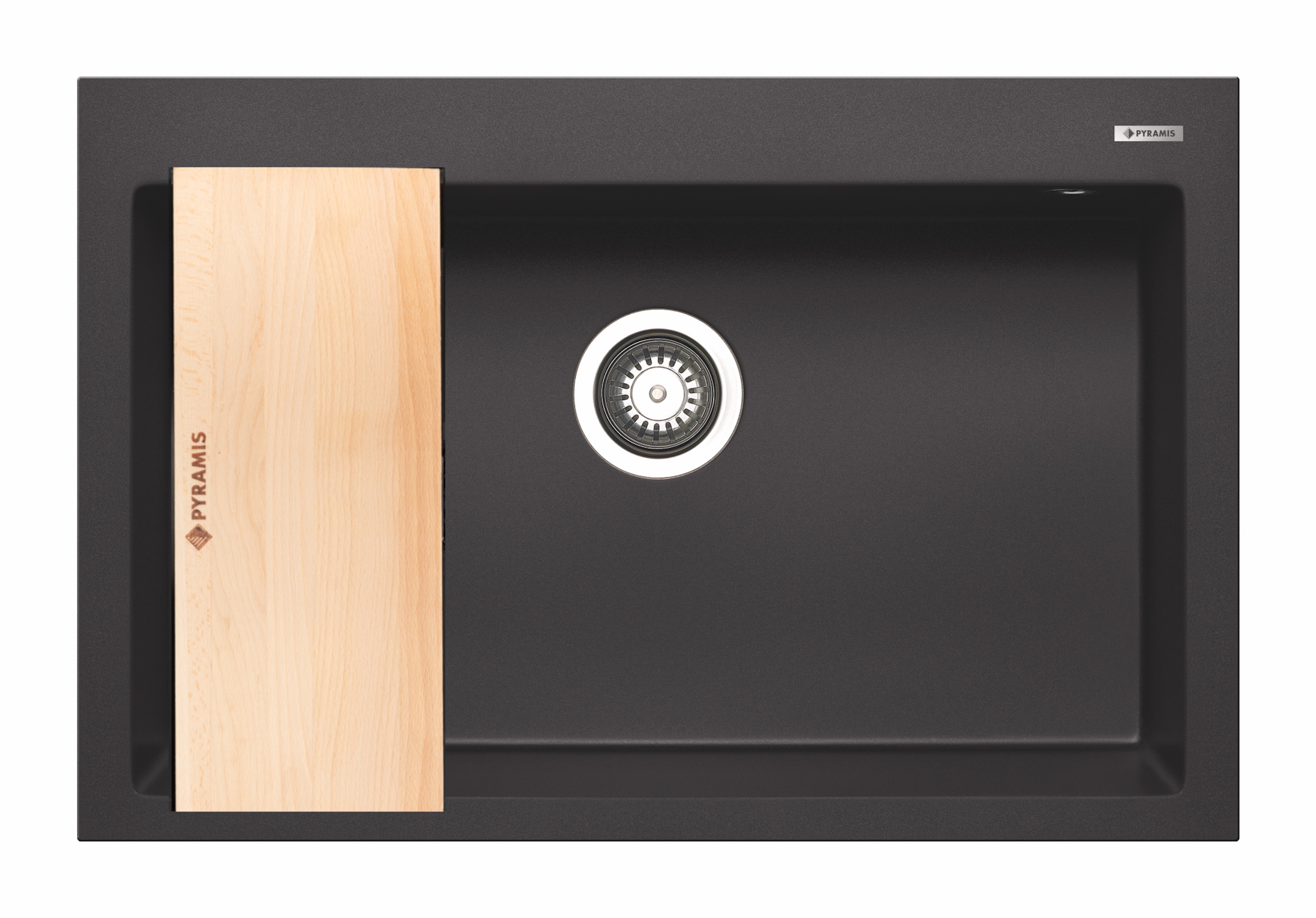 Pyramis Istros lavello in granito 76x50 cm nero C070219011WD