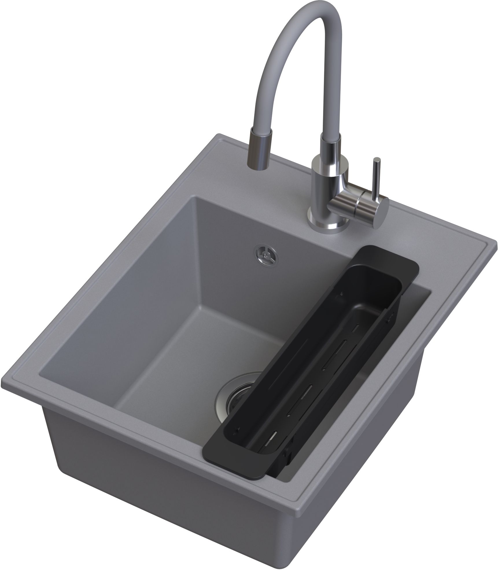 Ruvetti Natu Box lavello con rubinetto e accessori grigio/acciaio LP_3200-NB4050GR_W