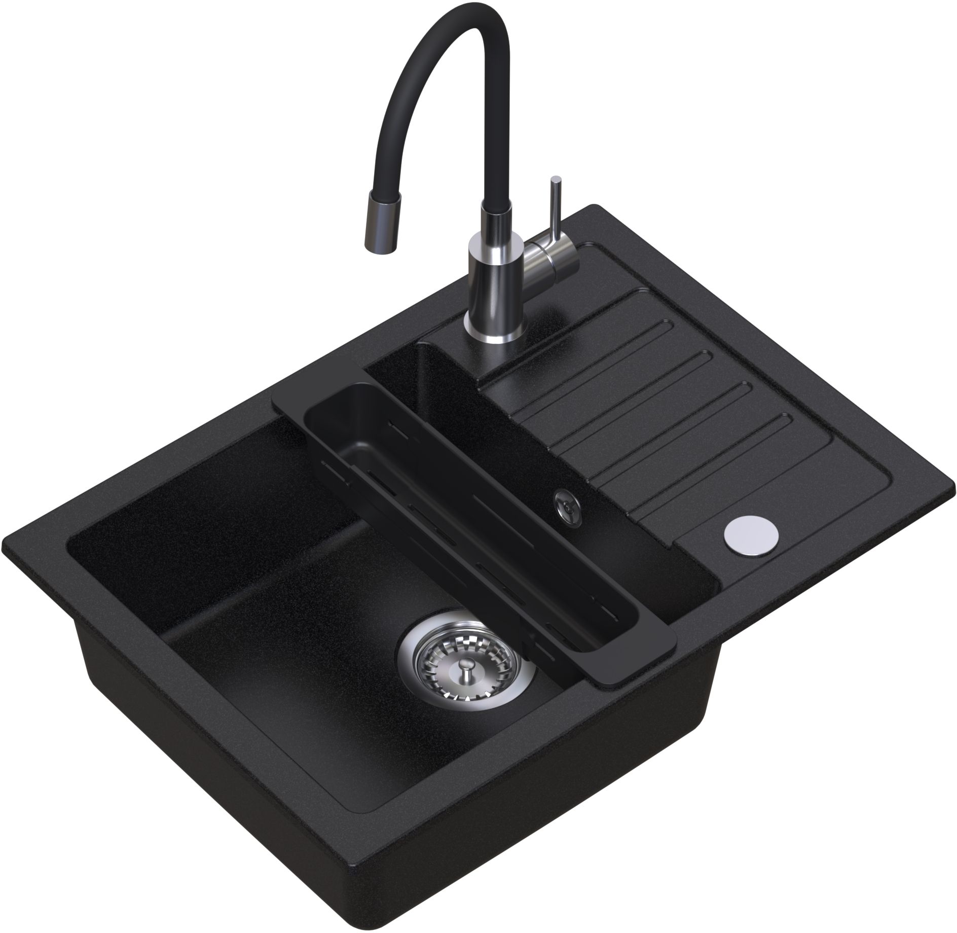 Ruvetti Natu Compact lavello con rubinetto e accessori nero/acciaio LP_3200-NC6244BC_W