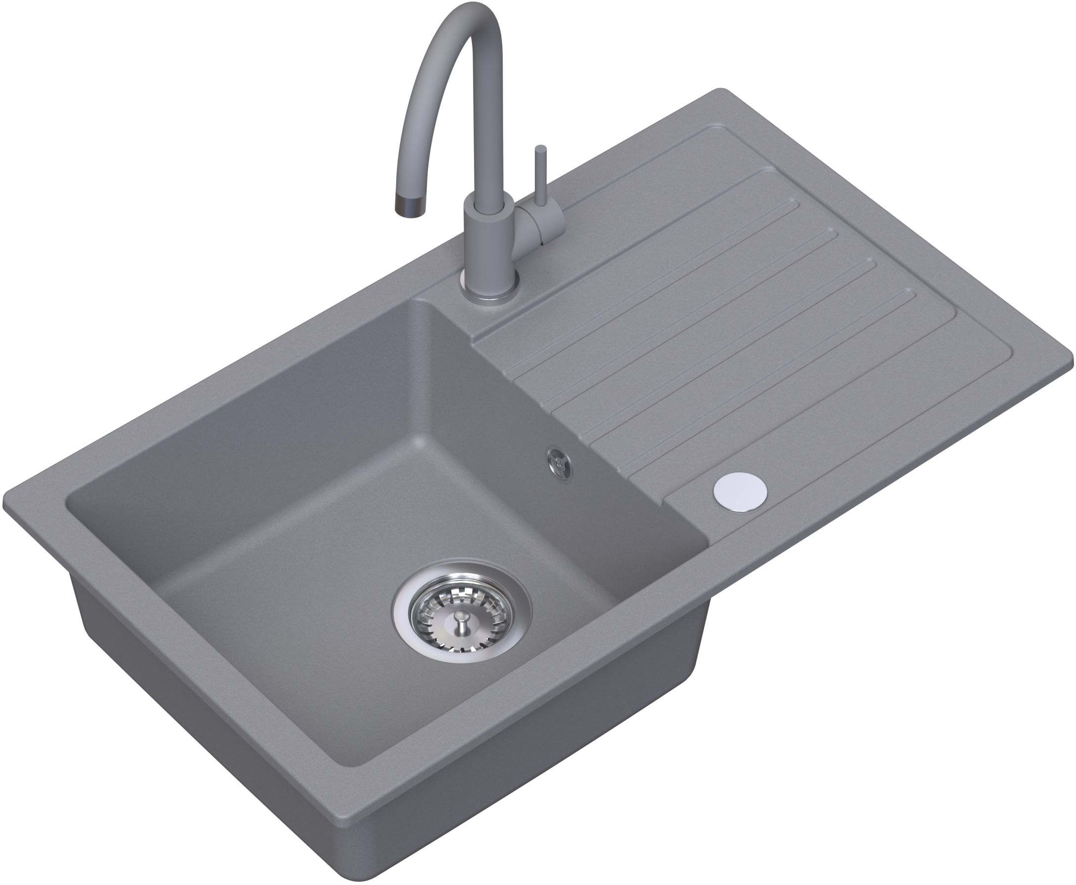 Ruvetti Tito Maxi lavello con rubinetto e accessori grigio/ LP_3200-TM7744GR_W