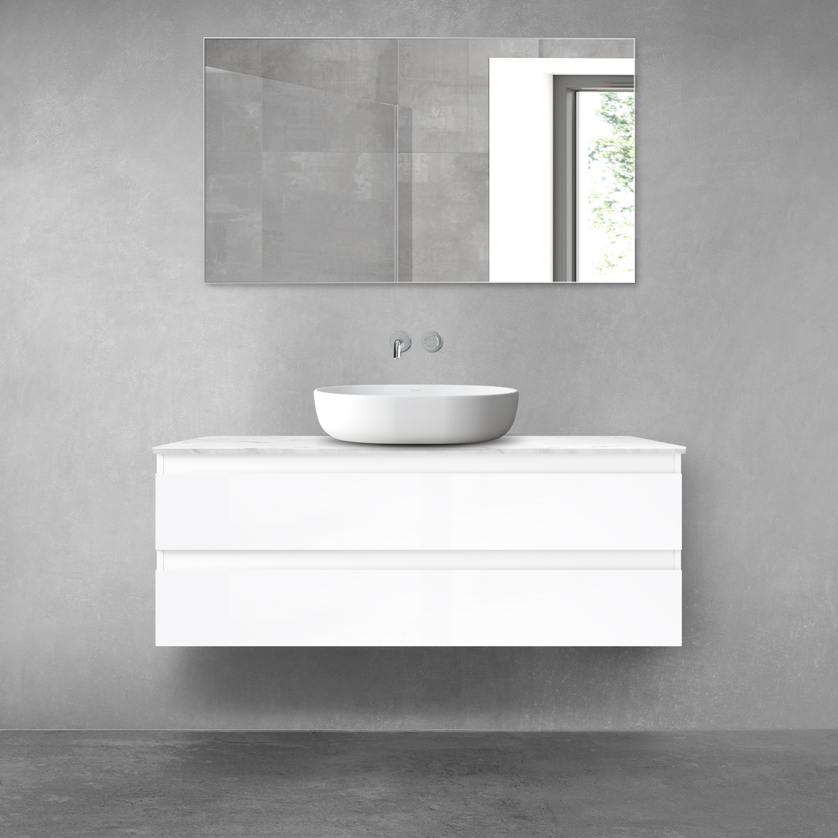 Set armadietto Oltens Vernal 60019000, piano sopra armadietto Oltens Tera 63027990