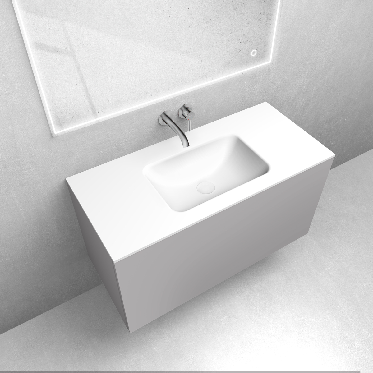 Set armadietto Oltens Lun 60034900, lavabo Oltens Kalla 40208900