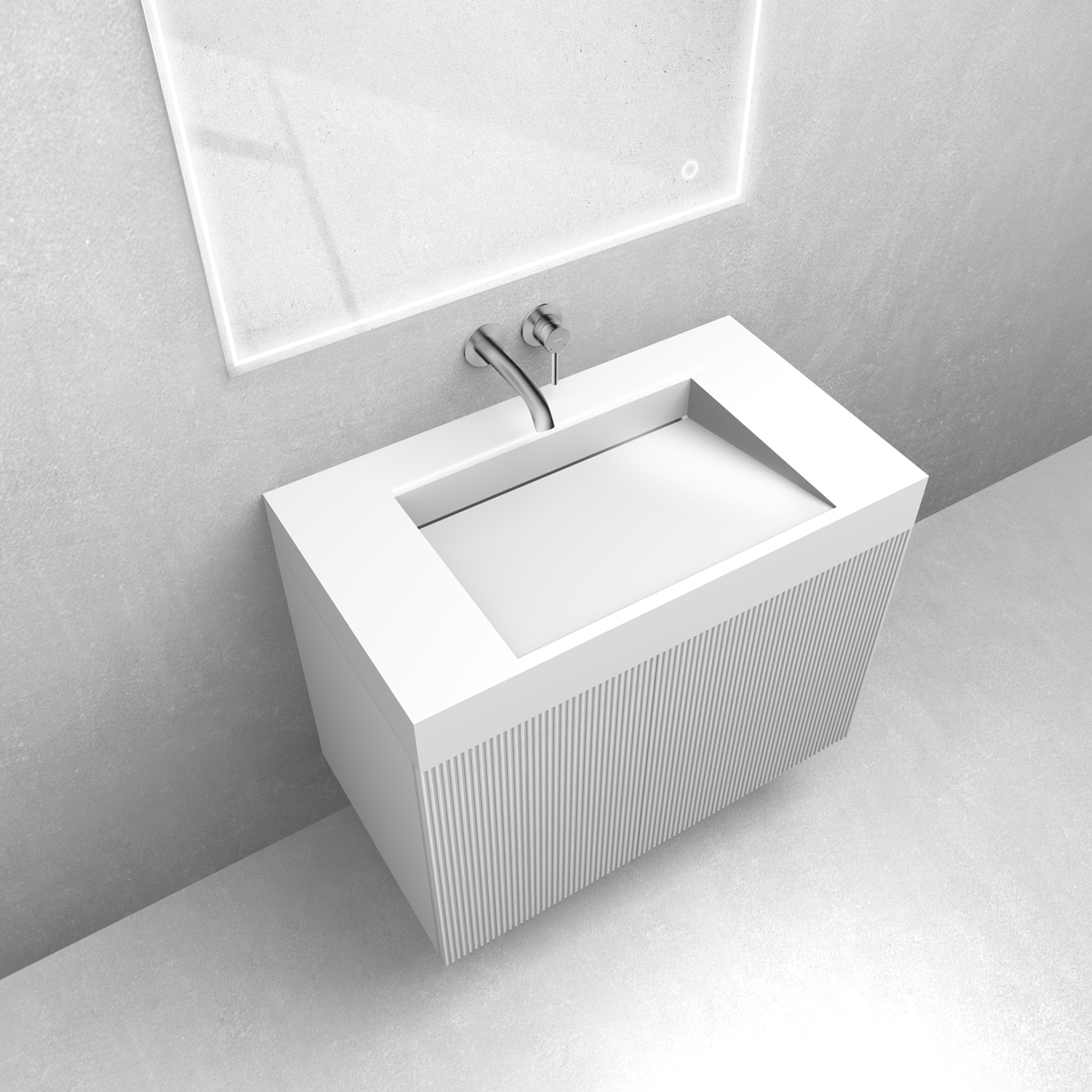 Set armadietto Oltens Lun Rila 60028000, lavabo Oltens Stila 40001000
