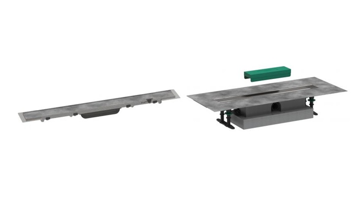 Set set di montaggio Hansgrohe uBox Universal 56018180, elemento esterno dello scarico Hansgrohe RainDrain Rock 56031000
