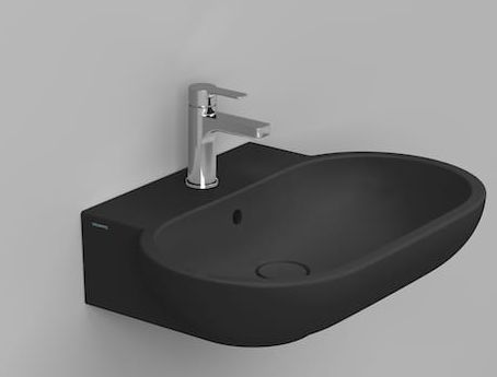 Ceramica Dolomite Mirto lavabo 65x46 cm ovale a parete nero opaca D461181