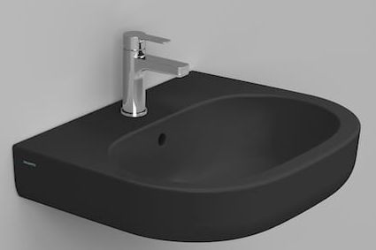 Ceramica Dolomite lavabo 60x48 cm ovale a parete nero opaca D461281