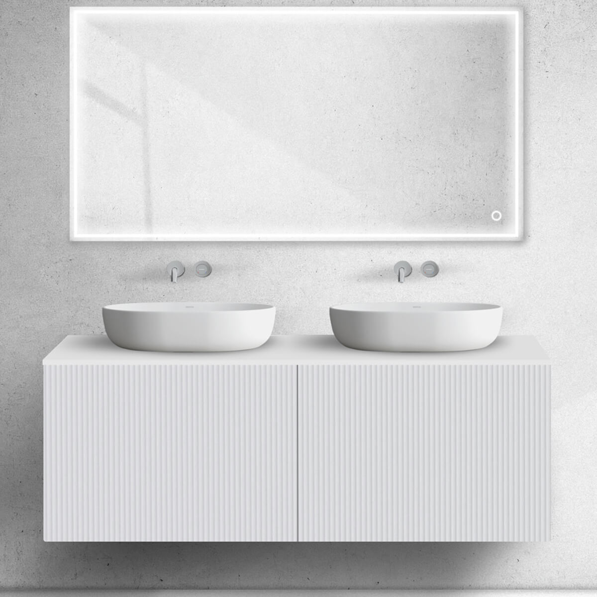 Oltens Lun Rila armadietto 140x44.7x52 cm sottolavabo sospeso bianco opaca 60039000