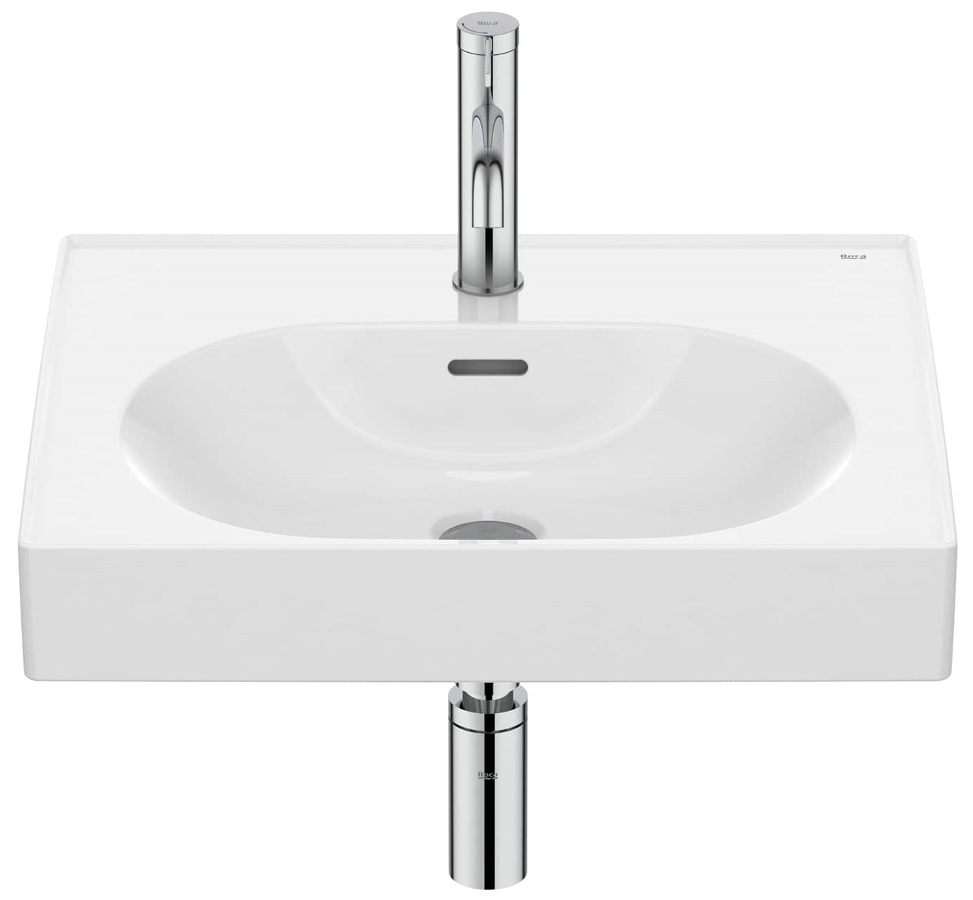 Roca Meridian lavabo 55x46 cm rettangolare a parete-da mobile bianco lucida A327741S00
