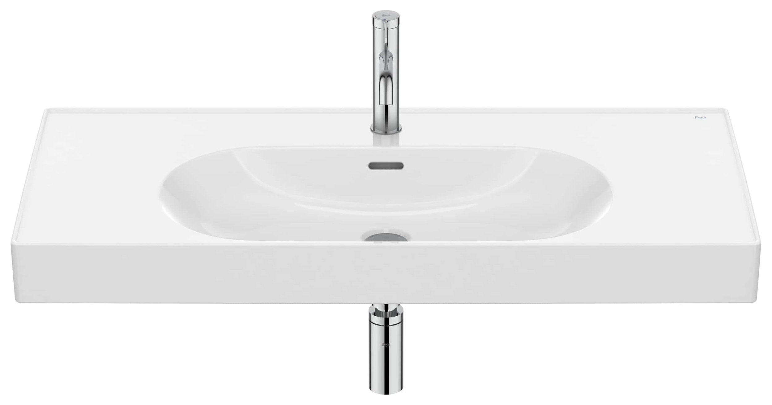 Roca Meridian lavabo 100x46 cm rettangolare a parete-da mobile bianco lucida A327746S00