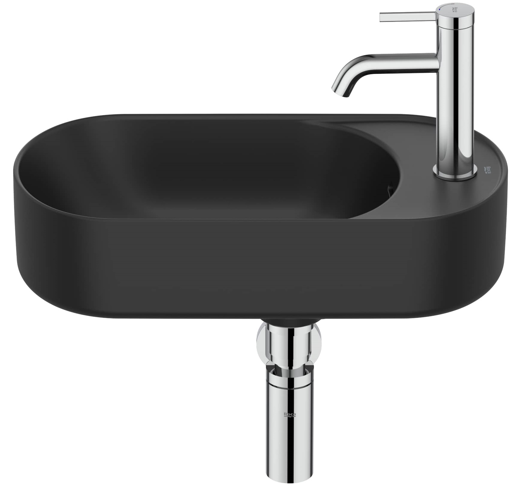 Roca Meridian lavabo 50x27.5 cm ovale a parete nero opaca A327740080