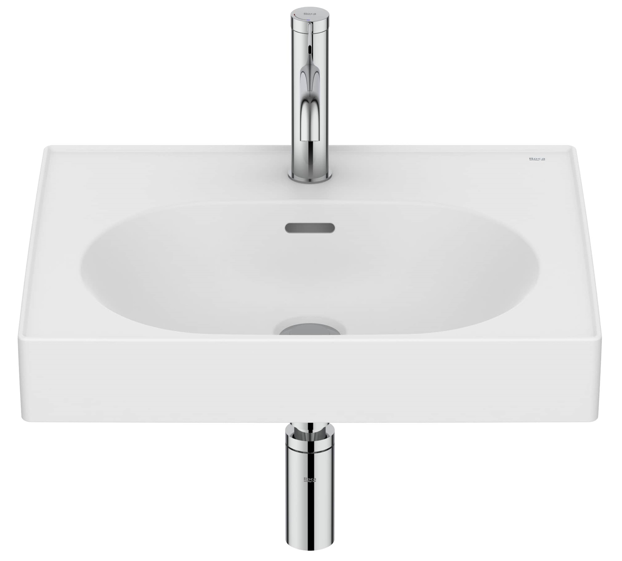 Roca Meridian lavabo 55x46 cm rettangolare a parete-da mobile bianco opaca A327741620