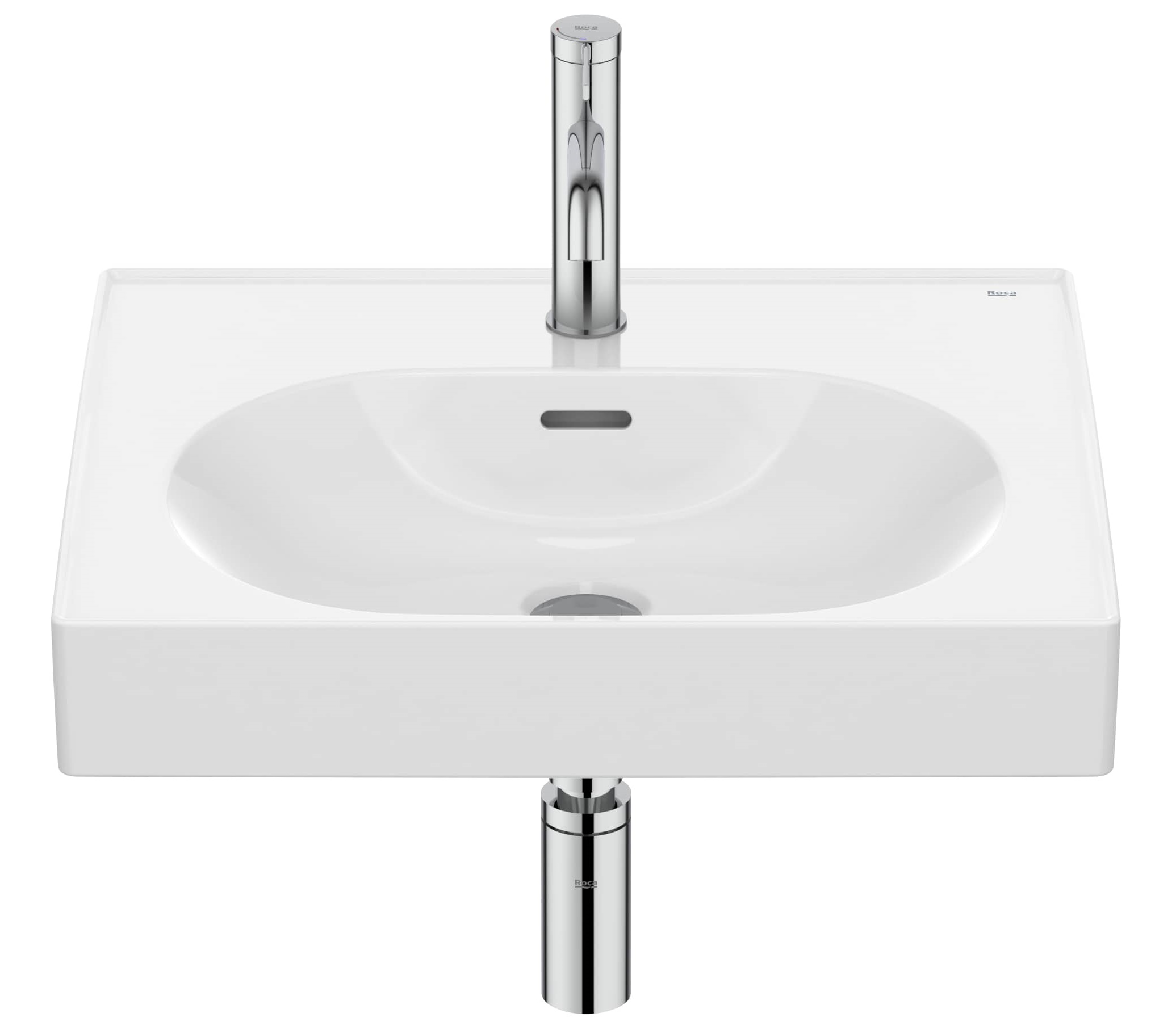 Roca Meridian lavabo 55x46 cm rettangolare a parete-da mobile bianco lucida A327741000