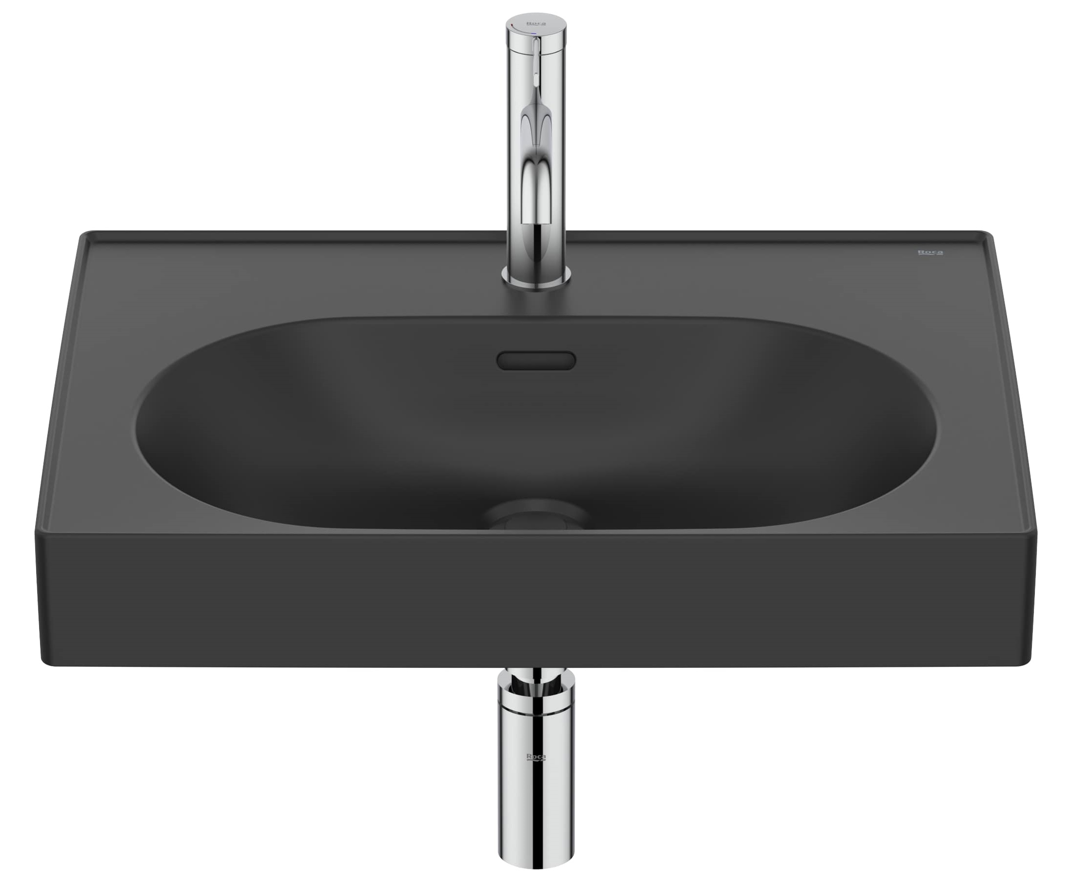 Roca Meridian lavabo 60x46 cm rettangolare a parete-da mobile nero A327742080