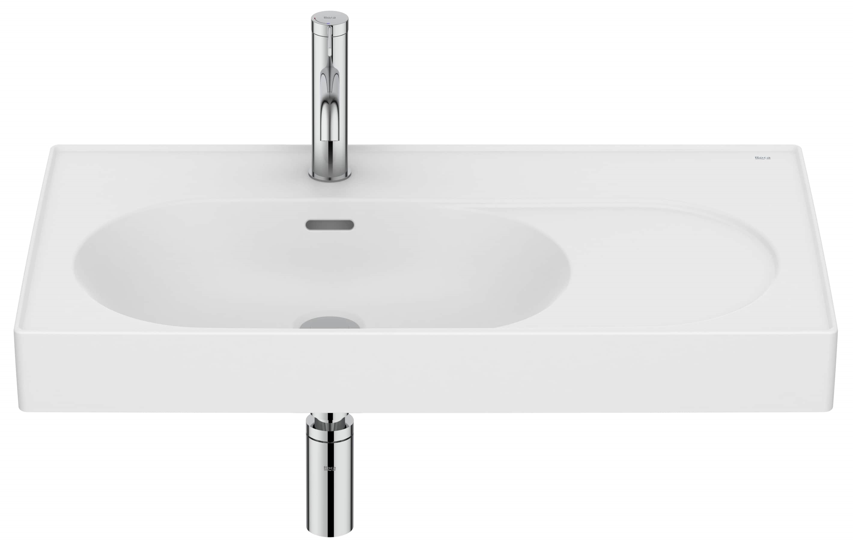 Roca Meridian lavabo 80x46 cm rettangolare a parete-da mobile bianco opaca A327743620