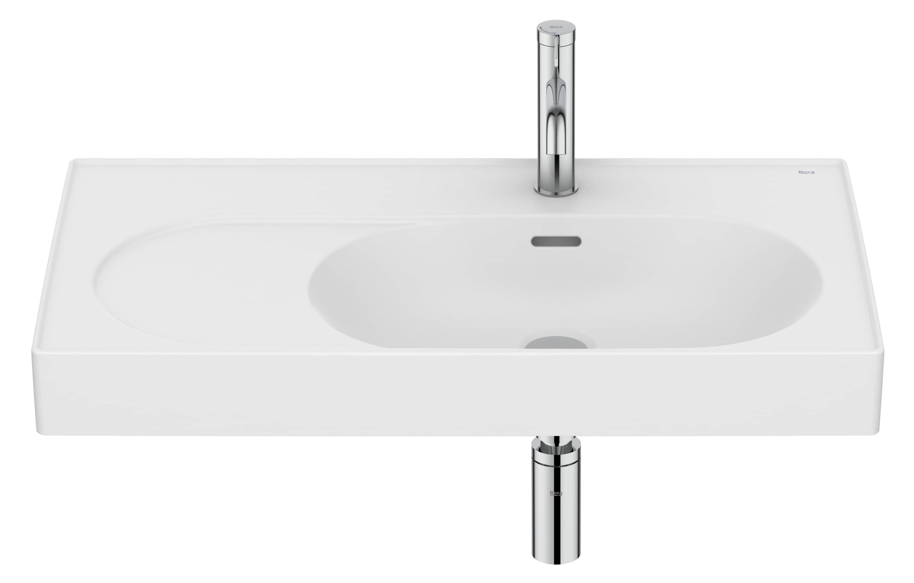 Roca Meridian lavabo 80x46 cm rettangolare a parete-da mobile bianco opaca A327744620