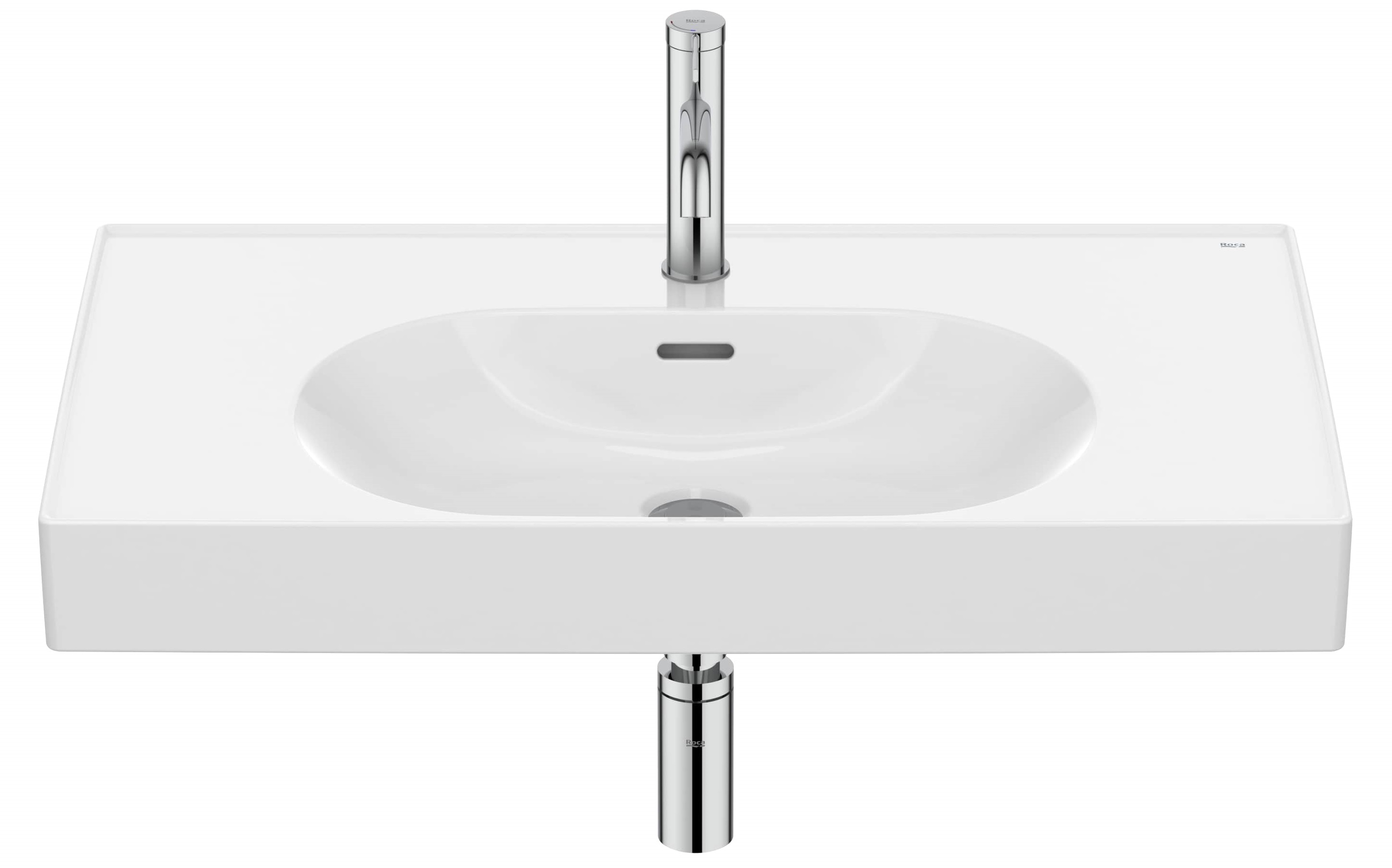 Roca Meridian lavabo 80x46 cm rettangolare a parete-da mobile bianco lucida A327745000