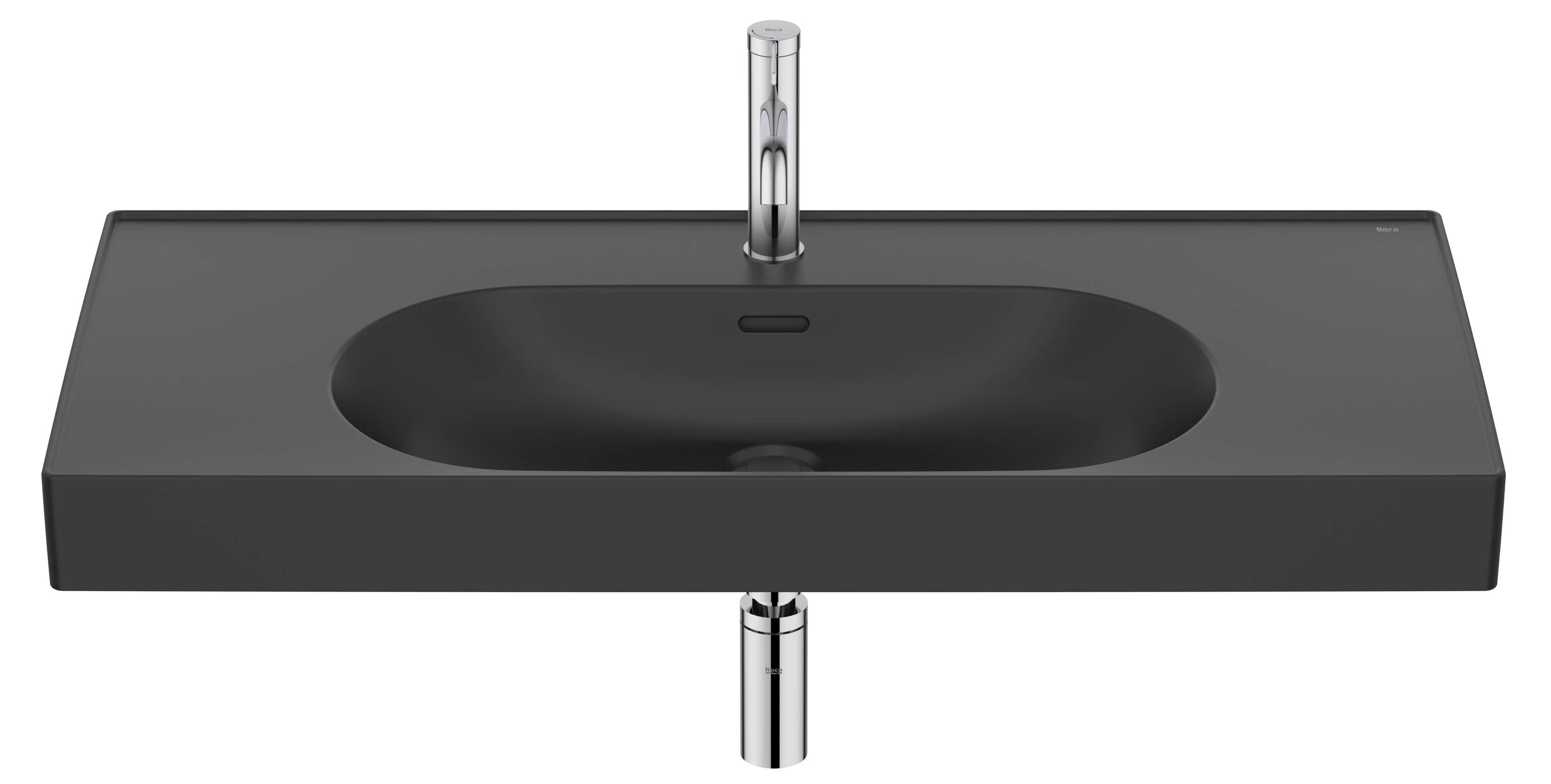 Roca Meridian lavabo 100x46 cm rettangolare a parete-da mobile nero opaca A327746080