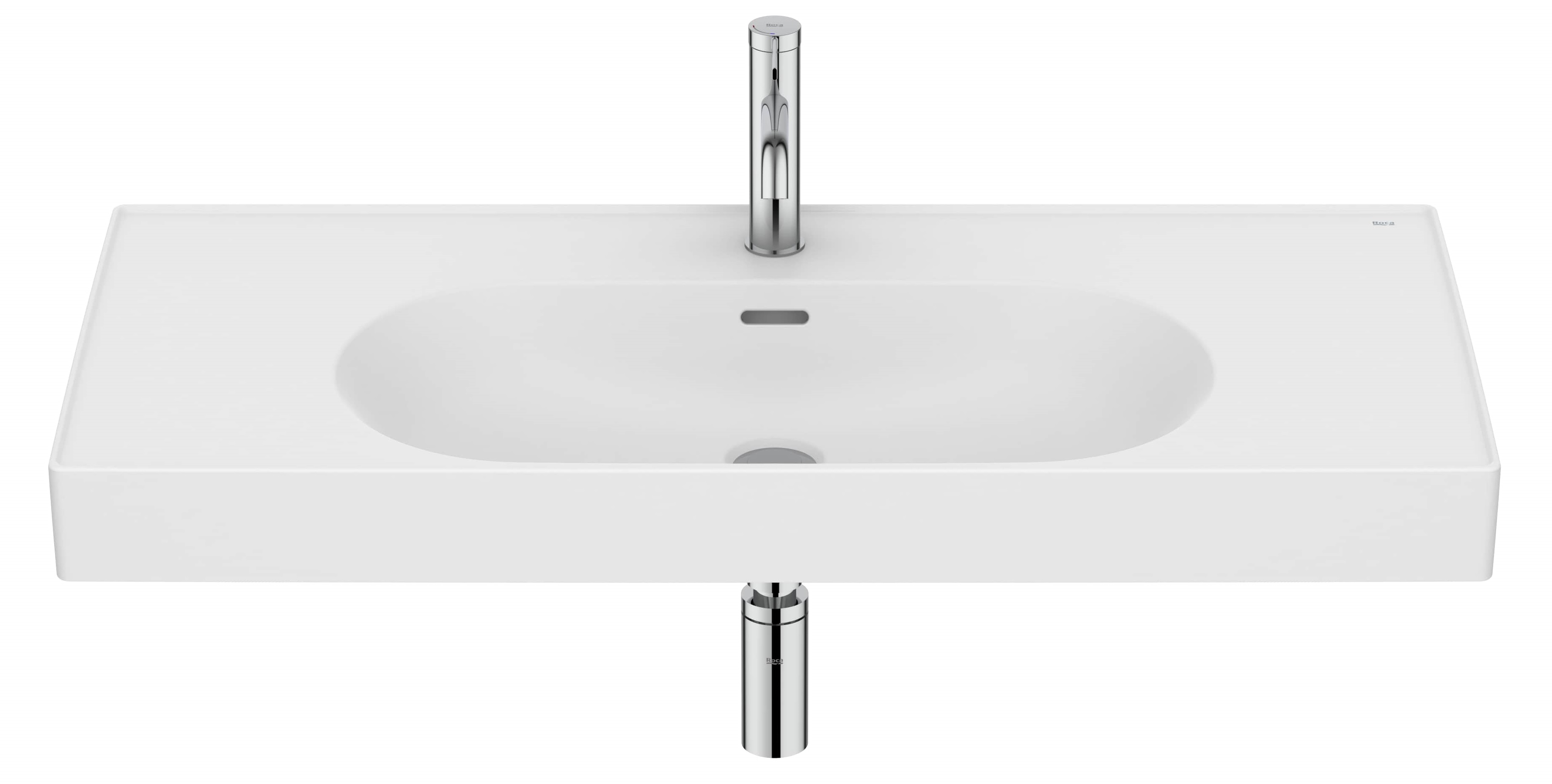 Roca Meridian lavabo 100x46 cm rettangolare a parete-da mobile bianco opaca A327746620