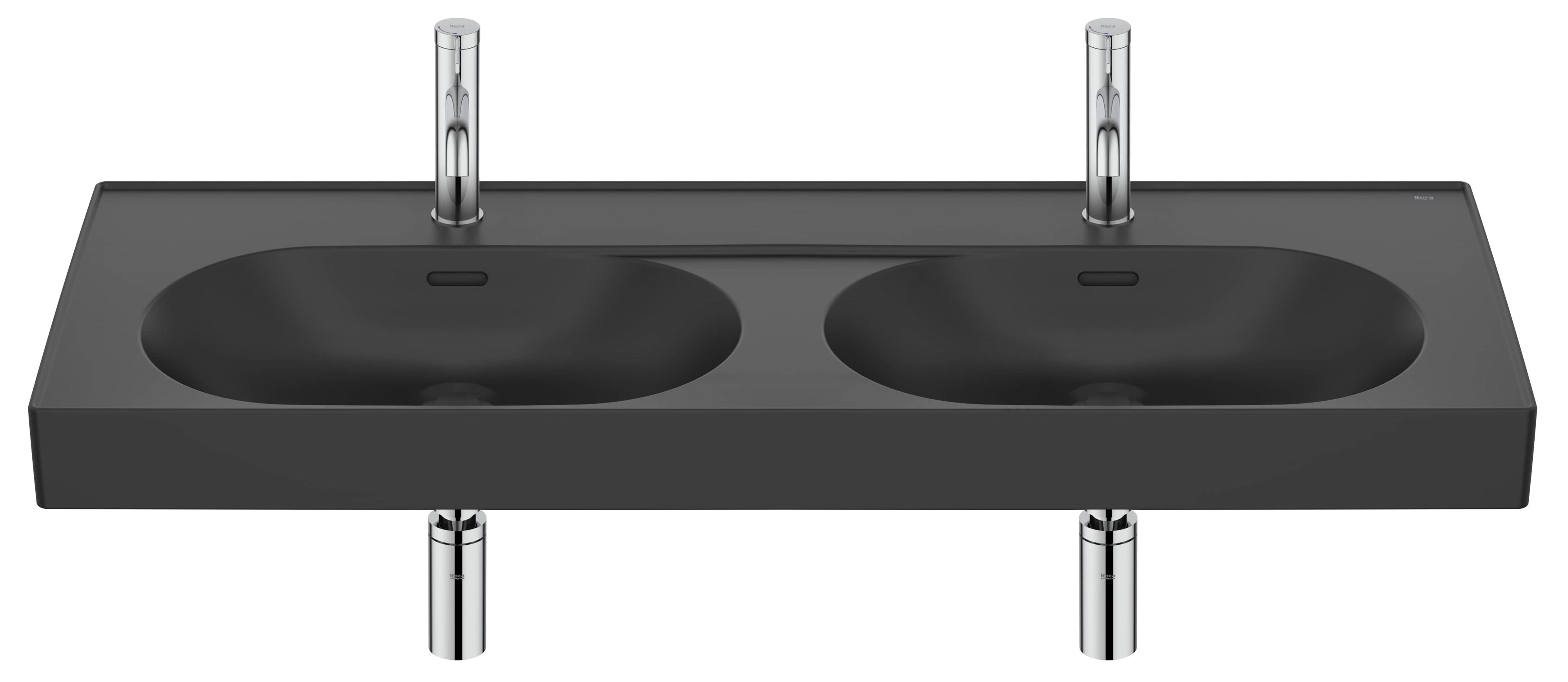 Roca Meridian lavabo 120x46 cm ovale a parete-da mobile nero opaca A327747080