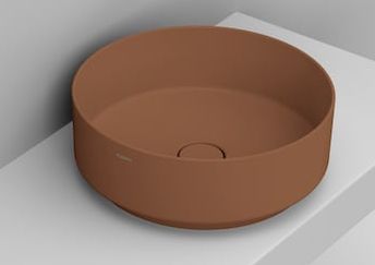 Ceramica Dolomite Noemi lavabo 44x44 cm rotonda da appoggio marrone/beige opaca D310561