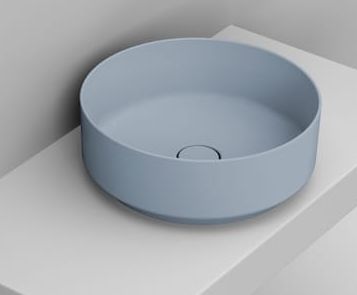 Ceramica Dolomite Noemi lavabo 44x44 cm rotonda da appoggio blu opaca D310571