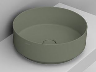 Ceramica Dolomite Noemi lavabo 44x44 cm rotonda da appoggio verde opaca D310575