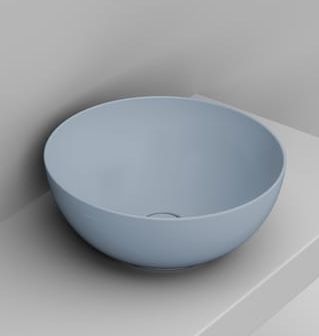 Ceramica Dolomite Noemi lavabo 44x44 cm rotonda da appoggio blu opaca D310671