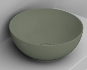 Ceramica Dolomite Noemi lavabo 44x44 cm rotonda da appoggio verde opaca D310675