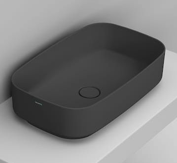 Ceramica Dolomite lavabo 62x38 cm rettangolare da appoggio nero opaca D311081