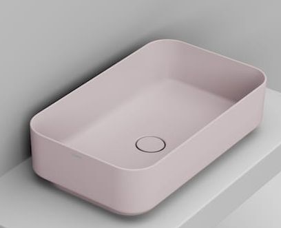 Ceramica Dolomite Noemi lavabo 64x38.5 cm rettangolare da appoggio rosa opaca D311265
